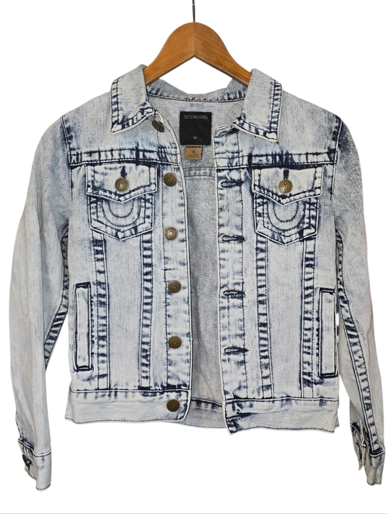 True Religion Other - True Religion Kids Denim Jimmy Trucker Jacket Acid Wash Rope Stitch Blue Size Sm